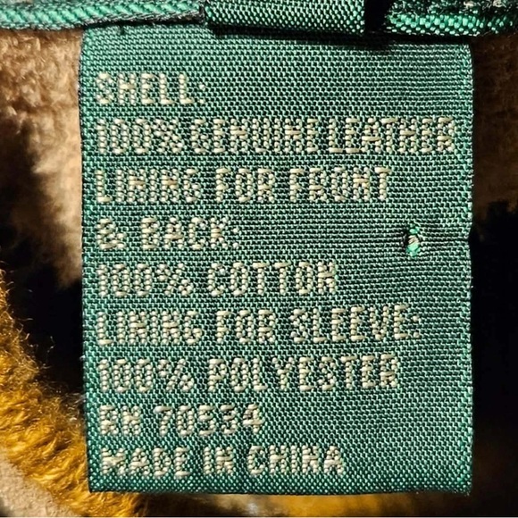 Orvis Genuine Leather Bomber Jacket Full Zip Plaid Lined Barn Chore Mens XL - Picture 5 of 9